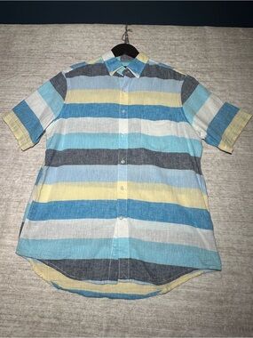 Club Room Short-Sleeve Button-Down Shirt in Blue, Yellow, Gray